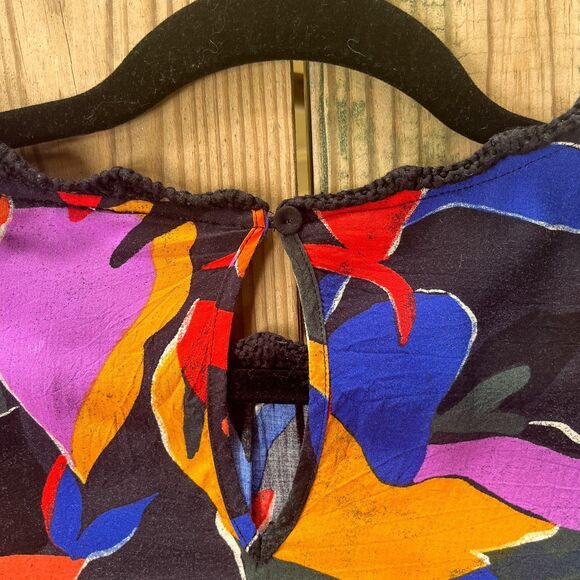 DR2 Tropical Crochet Sleeve Flowy Blouse Top - Tropical Floral - Resortwear - XL - Picture 4 of 6